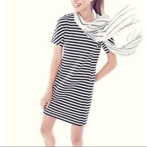J. Crew Striped T-Shirt Dress Black White Sz S